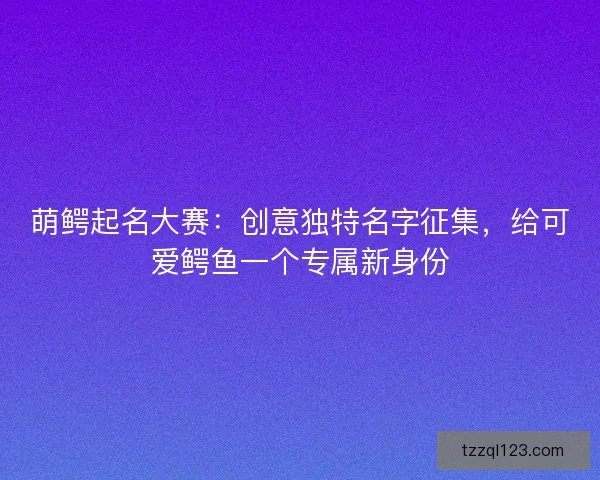 萌鳄起名大赛：创意独特名字征集，给可爱鳄鱼一个专属新身份